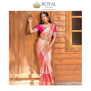 คอลเลกชั่น Saree ผ้าไหมลายลิ้นจี่นุ่มผ้าแจ็คการ์ดสำหรับผู้หญิง - Product Image 4