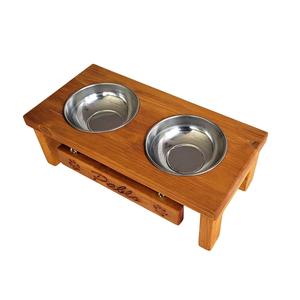 Pati in legno naturale nome personalizzato inciso cibo e acqua ciotola CPT5011-45