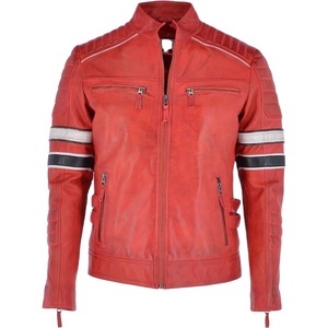 เสื้อกันลมคอตั้งหนังแกะแท้ปรับแต่งได้เสื้อแจ็คเก็ตตัวยาวเสื้อโค้ทแจ็คเก็ตสไตล์นักขี่จักรยาน - Product Image 2