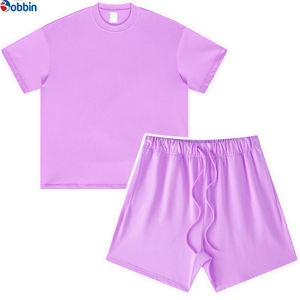 Conjunto de Camiseta y Pantalones Cortos de Algodón de Alta Calidad, Estilo Holgado con Hombros Caídos, Unisex, con Logotipo Personalizado, Ropa Deportiva para Mujer, Conjunto de 2 Piezas - Product Image 4