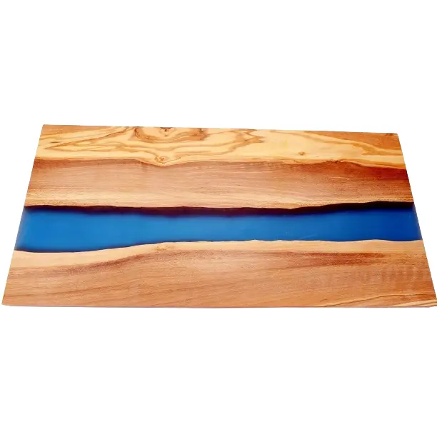 Dikdörtgen kesme tahtası dolu reçine orta yüksek standart kalite mavi reçine sanat ev ve otel için güvenilir ve dayanıklı