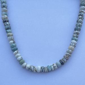 Colliers de perles de pierres précieuses tendance en argent sterling plaqué or de qualité AAA, pierres d'agate mousse naturelle lisses de 8 mm, 10 mm, 12 mm - Product Image 3