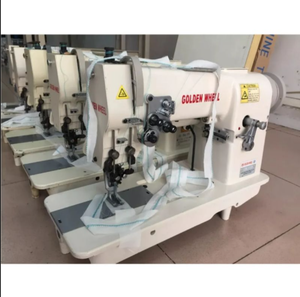 Máquina de coser plana de doble aguja con puntada picot, mango de plástico OEM, rueda dorada, nueva y usada, para bricolaje - Product Image 1