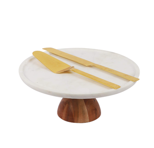 Nouveau Design marbre gâteau stand pour le meilleur design pour le mariage parties et taille personnalisée en bois base marbre gâteau stand - Product Image 3