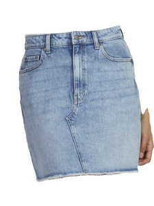 Jupes en jean déchirées longues à taille haute, style décontracté, bleu délavé, OEM ODM, pour femme, avec personnalisation. - Product Image 3