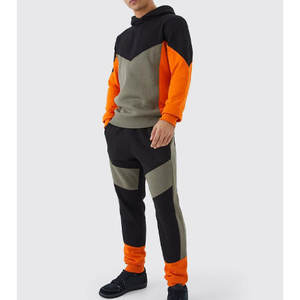 Ensemble de survêtement d'hiver pour homme 100% coton, vêtements de sport décontractés, ensemble de jogging 2 pièces, couleur unie, logo personnalisé, tenue d'entraînement - Product Image 1