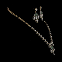Conjunto de Collar y Aretes con Diamantes Redondos Cultivados en Laboratorio, Oro de 14K, Certificado IGI, 27 Gramos