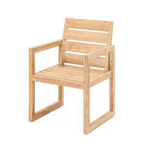 Ensemble de table à manger minimaliste en bois de teck naturel pour mobilier d'extérieur de jardin et de patio-Leo - Product Image 3