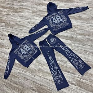 Chándal personalizado para hombre, Conjunto de sudadera con capucha y pantalones de chándal con cremallera completa, chándal unisex, chándal con estampado de hojaldre - Product Image 6