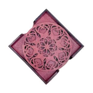 Dessous de verre en noyer forme carrée et ronde en bois MDF pierre et métal - Product Image 3