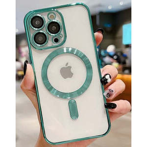 เคสใส iPhone 15 6.1 นิ้ว รุ่น Chrom พร้อมวงแหวนแม่เหล็ก สีเขียว (บรรจุภัณฑ์ขายปลีก) - Product Image 1