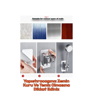 Chrome Self-Adhesive Nano <b>Shower</b> Head <b>Holder</b> 15 Kg Capacity Easy Clean <b>Bracket</b> - Product Image 3