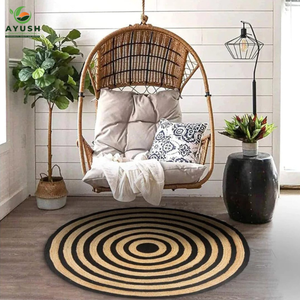 Tapis de sol en jute naturelle et coton 100%, tapis tressés main personnalisables - Product Image 6