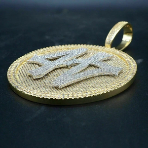 3ct Vòng cắt thực moissanite tùy chỉnh thư người đàn ông của mặt dây chuyền 14K vàng mạ vàng thời trang moissanite Mặt dây chuyền và quyến rũ - Product Image 2