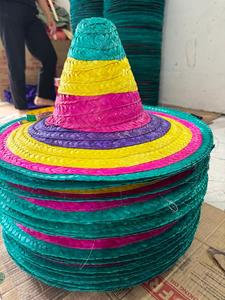 หมวกฟางเม็กซิกัน Sombrero ขายส่งสำหรับกิจกรรมกลางแจ้งใบสไตล์เม็กซิโก ms.หวงแหนดอกบัวสีน้ำเงิน - Product Image 3