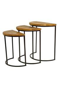 ชุดโต๊ะกาแฟ2ชิ้นหรูหรา, เซ็ตการอุตสาหกรรมดีไซน์ทันสมัยโครงเหล็กทำจากไม้ธรรมชาติเฟอร์นิเจอร์ห้องนั่งเล่นเป็นมิตรกับสิ่งแวดล้อม - Product Image 2