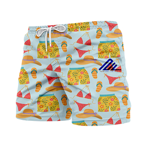 Shorts de bain pour hommes, décontractés, à séchage rapide, unis, avec cordon de serrage, écologiques, respirants, 100% polyester, 250GSM, peigné - Product Image 4