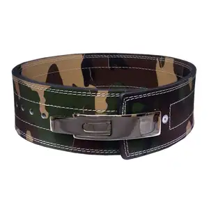 Camouflage Print Leather Weight Lifting Lever Buckle Belt Nubuck Leather 10MM Thickness Back Support Gym Training Belt