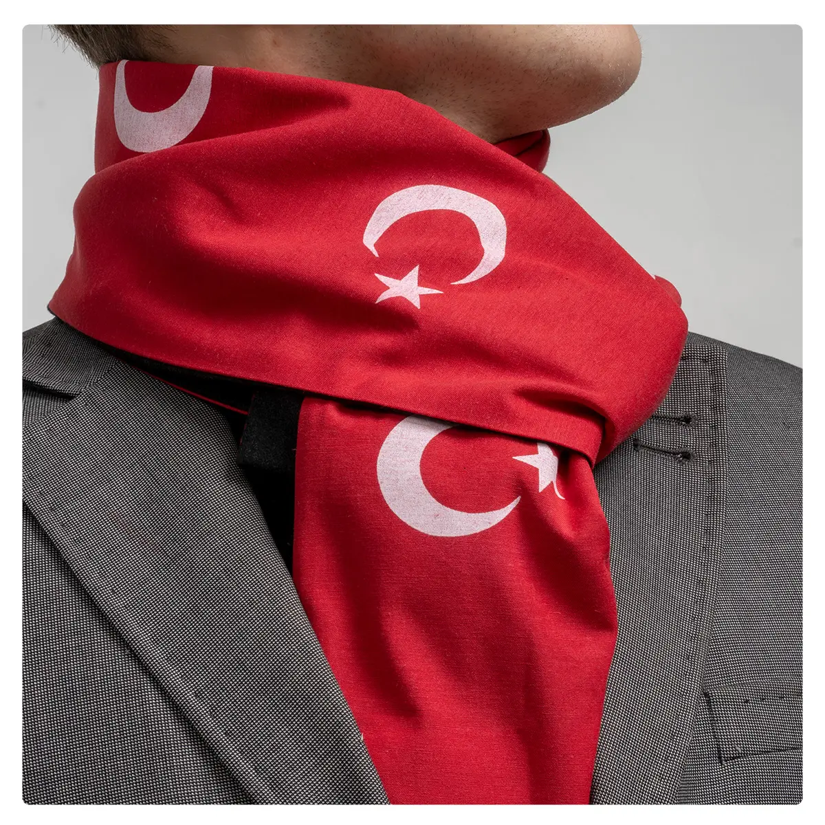 Sciarpa di seta fatta dall'uomo personalizzata da uomo in Jacquard Turkiye con bandiera turca sciarpa a due facce a doppio strato pronta per l'inverno