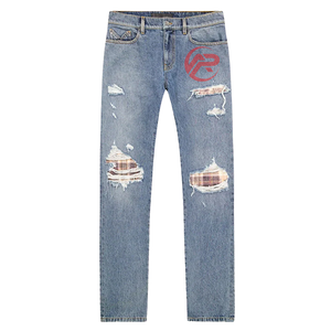 บริการ OEM กางเกงยีนส์ผู้ชายผ้าแคนวาสคุณภาพพรีเมี่ยมใส่สบายน้ำหนักเบาลายกลางเอวแบนด้านหน้าสไตล์ล่าสุด - Product Image 4