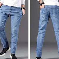 Jeans en denim vintage pour hommes, taille régulière, taille mi-haute, poches boutonnées, style décontracté, vêtements élégants, jeans en denim droits de haute qualité