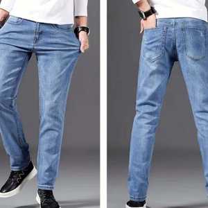 กางเกงยีนส์ผ้ายืดเข้ารูปสำหรับผู้ชายกางเกงยีนส์แบบสกินนี่มีกระเป๋าลำลองและมีสไตล์คุณภาพสูงสำหรับผู้หญิงขายส่ง - Product Image 2