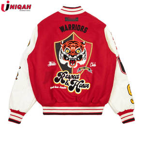 Veste universitaire High Street personnalisée manches en cuir de laine insigne de broderie en chenille élégant Patchwork Appliques insigne Letterman - Product Image 5