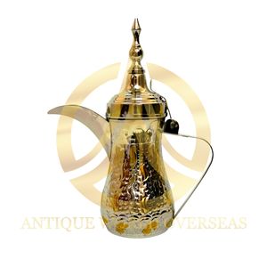 Dallah de metal árabe en latón y acero para uso de servicio de té de café de mesa de restaurante de hotel - Product Image 1