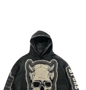 Sudadera con capucha estampada con diamantes de imitación DTF DTG personalizada de gran tamaño para hombre - Product Image 4