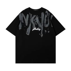 Fabricantes de ropa Impresión personalizada Alfabeto 100% Algodón 300 Gramos Manga corta Casual Suelta Estilo Hip-hop Camiseta masculina - Product Image 5