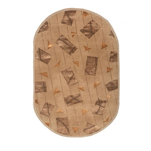 Alfombra de Lana y Seda de Bambú Tejida a Mano Clan AIWB-3048 Beige y Marrón con Patrón Geométrico para Uso Doméstico - Product Image 1