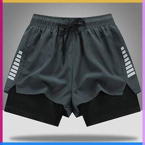 Vente en gros 2 en 1 Gym Wear Cross Fit Shorts Hommes Gym Workout Spandex Running Compression Shorts dessin élastique OEM service - Product Image 1