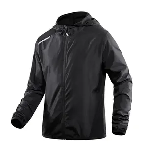 2023 OEM оптовая продажа на заказ летние тонкие уличные куртки для бега с капюшоном ветровка для мужчин