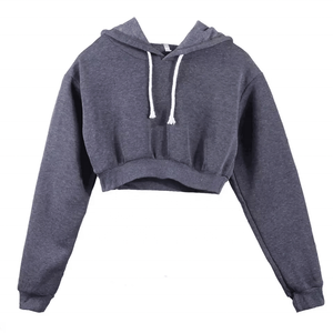 เสื้อฮู้ดดี้ผู้หญิงแขนยาว สีพื้น เป็นมิตรกับสิ่งแวดล้อม ปรับแต่งได้ มีเชือกผูก คอวี ผ้าฟลีซ อุ่นสบาย สไตล์สตรีทแวร์ ฮิปฮอป สำหรับฤดูหนาว แบบสั้น - Product Image 5