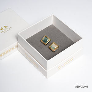Colección Tinh Vu: Gemelos de Lujo para Hombre, Chapados en Oro de 18K, con Piedra Preciosa de Jadeíta Fengshui (MSDAXL006) - Hecho en Vietnam - Product Image 3