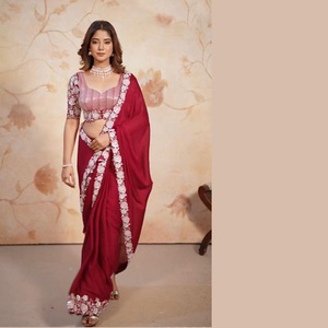 Bollywood Designer <strong>Red</strong> <strong>saree</strong> <strong>Black</strong> rangoli Bridal <strong>Party</strong> <strong>Wear</strong> Latest Elegent Indian Traditional Fancy Stylish <strong>Saree</strong> With Blouse