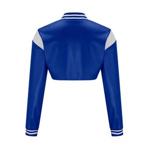 <b>Women's</b> Button Down Crop Fashion Bomber Letterman Baseball <b>Jackets</b> New <b>Women</b> Leather <b>Jacket</b> <b>Short</b> Coats - Product Image 2