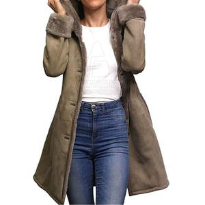 Abrigo de Invierno con Capucha para Mujer, de Gamuza, Cuero y Lana, Elegante y Largo, para Uso Diario, Viajes y Atuendos Urbanos - Product Image 4