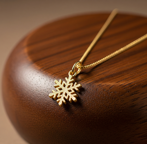 สร้อยคอเงินสเตอร์ลิง925มินิมัลลิสต์สำหรับทุกเพศ14K ทองจี้เกล็ดหิมะขายดีทุกวันของขวัญโซ่ชั้นดี - Product Image 6