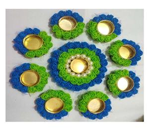 Venta al por mayor India hecha a mano multicolor té luz titulares Diwali Diyas regalo de Navidad hogar decorativo mesa superior portavelas - Product Image 4