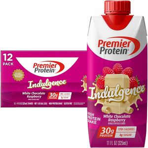 Shake protéiné Premier INDULGENCE, chocolat blanc framboise, 30g de protéines, 170 calories, 3g de sucre, 11 fl oz, lot de 12 - Product Image 4