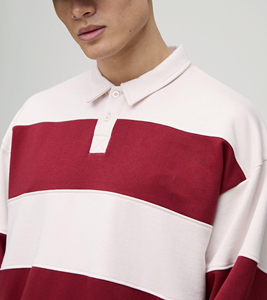 Polo de tiras para hombre con logotipo impreso DTF personalizado de algodón 100% de alta calidad, ropa informal de verano, polos para hombre con bloques de color - Product Image 4