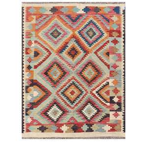 Alfombra Kilim de Maimana, Afganistán, 197 x 149 cm, Alfombras y Juegos de Alfombras - Product Image 1