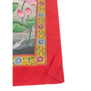 Tapisserie murale en coton vert style Pichwai Art avec motif de Noël pour l'extérieur, fabriquée en corde de coton - Product Image 3