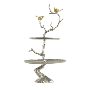 Support à gâteau en bois à 2 niveaux de conception fantaisie avec poignée en métal pour couleur bois naturel et taille personnalisée au meilleur prix - Product Image 3