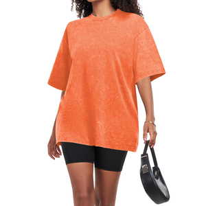 Camiseta de Cuello Redondo para Mujer, Transpirable, Lavada al Ácido, Manga Corta, Lona de Alta Calidad, Corte Regular, Precio al por Mayor - Product Image 5