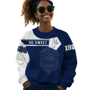 Zeta Phi Beta 1920 Greek Life Knit Sweater ZPhiB Sorority Blue White Chenille Patch Divine Nine Premium Letter Wear - Product Image 5