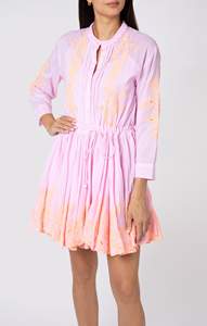 2024 élégant Mini longueur broderie florale trois quarts manches robe mode Boho femmes durable court bouton naturel - Product Image 2