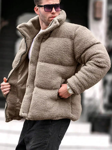 Veste matelassée en polaire sherpa pour homme, tissu peigné, col montant, design à capuche, options personnalisables, séchage rapide, respirante, chaleur pour - Product Image 5