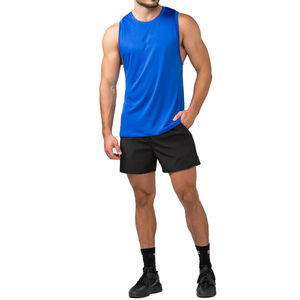 Gym Waistcoat Nylon Material <b>Men's</b> Sports Vest Round Neck Sleeveless Fitness <b>Men's</b> Tank Tops cotton polyester material EOM - Product Image 5